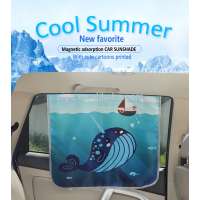 Magnetic adsorption car sunshade with cute cartoons printed